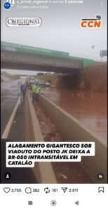 Ecovias Minas Goiás esclarece sobre pontos de alagamento na BR-050, em Catalão