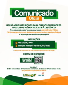 UFCAT abre 50 vagas para Administração Pública com reserva para agentes municipais em Catalão